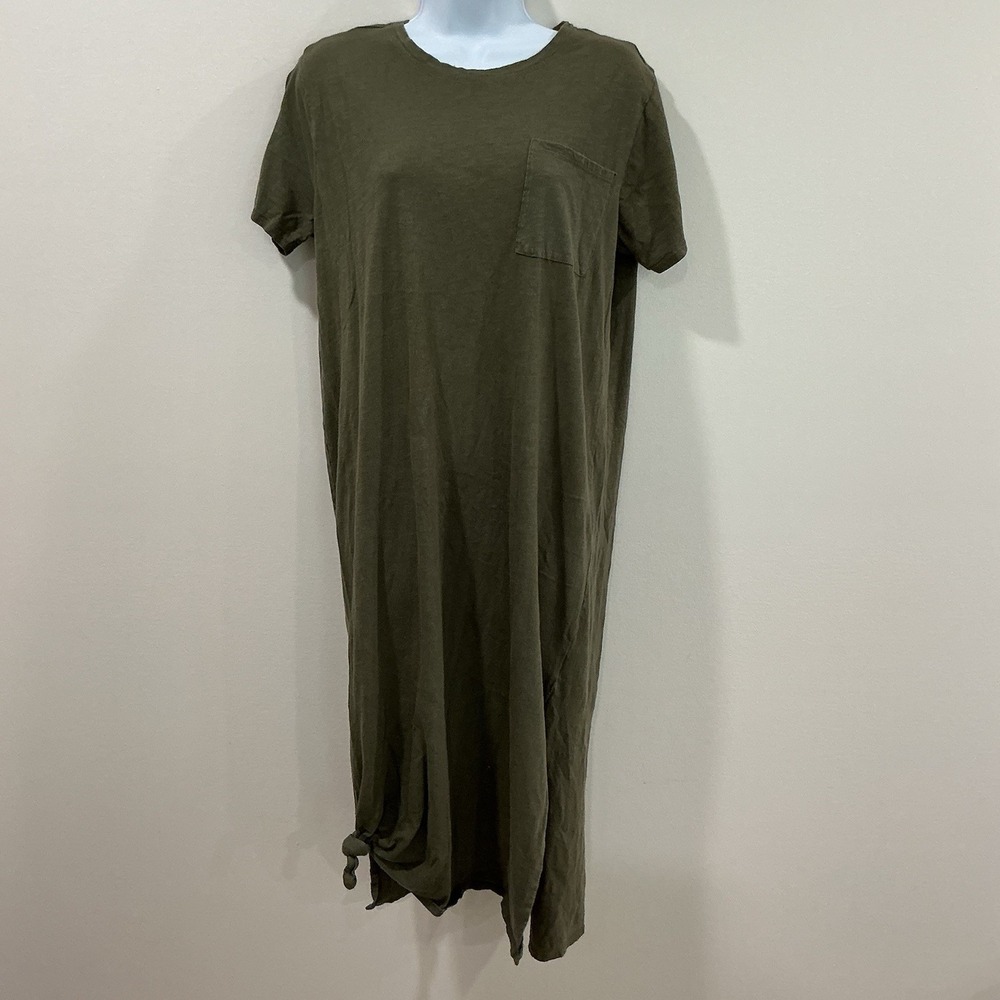 Mud Pie Olive Green Shirt Dress With Pocket Womens Size Med Lagenlook Casual
